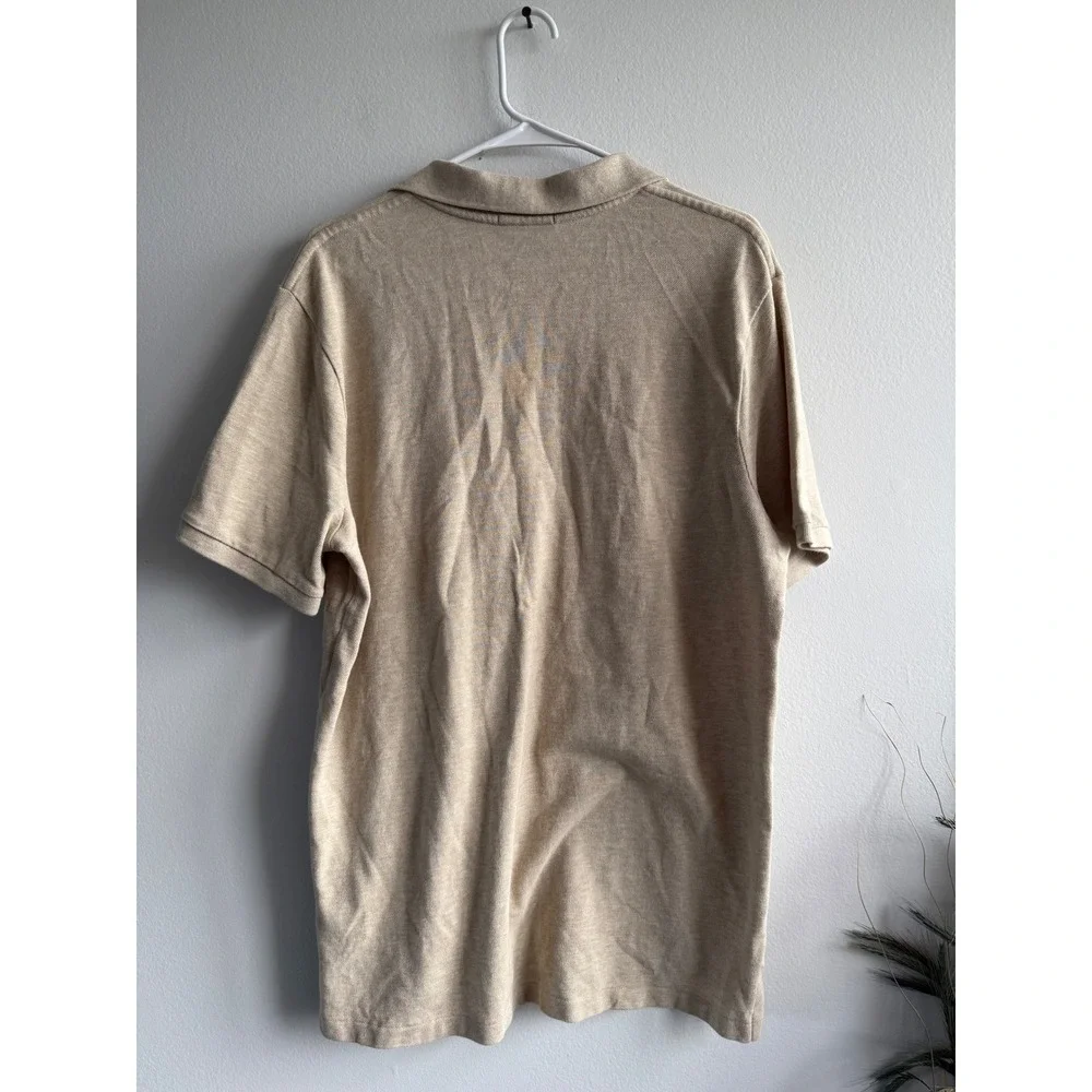 Polo Ralph Lauren Mens Classic Fit Polo Shirt Tan Beige Cotton Pique Large L